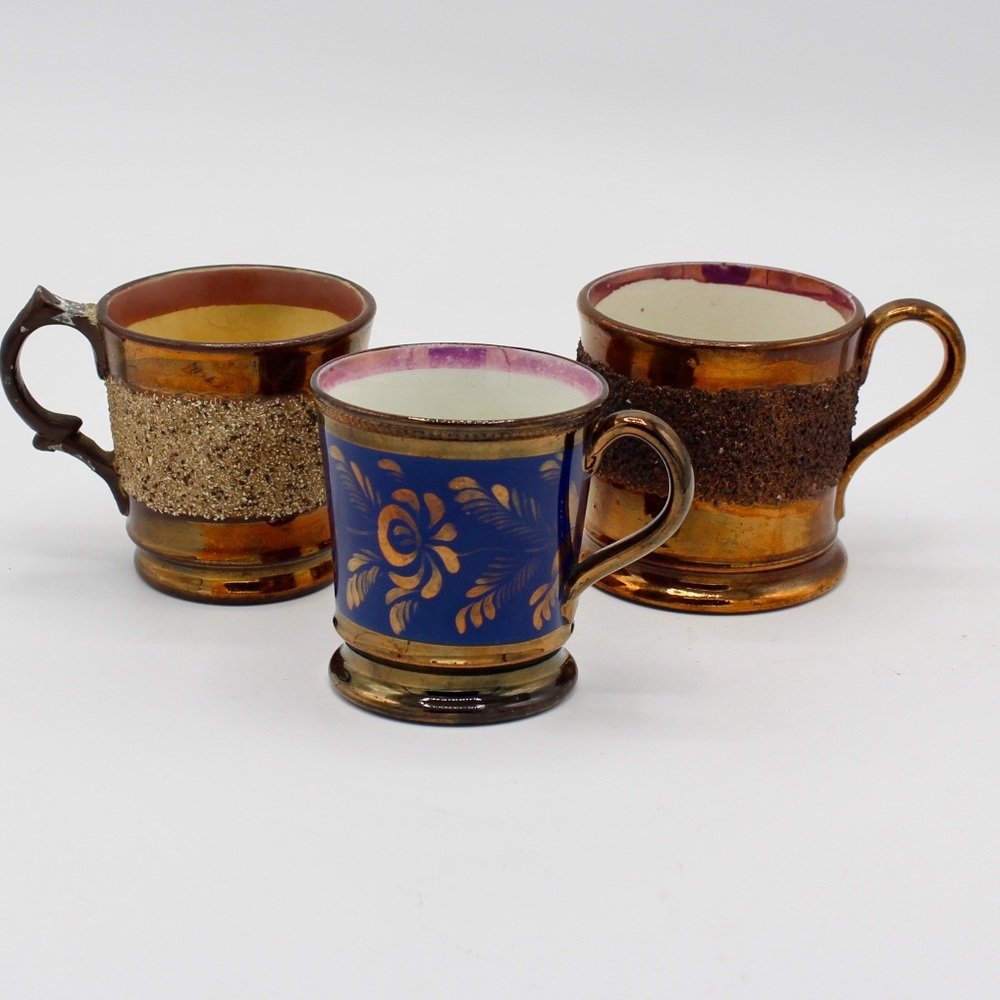 Set of Three Copper Luster Baby Cups
